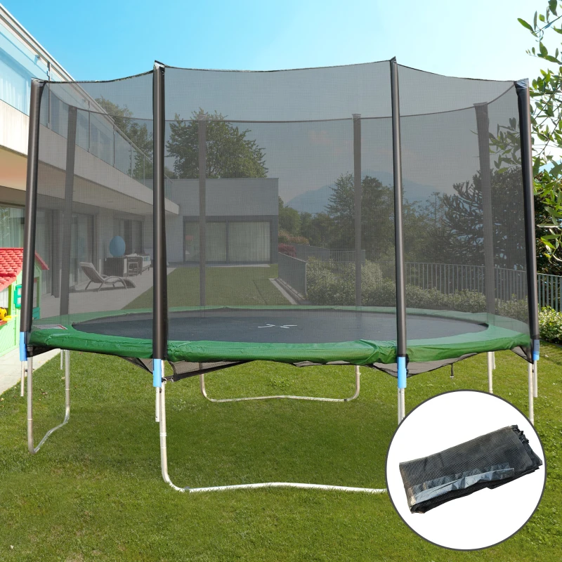 Soozier 12FT Trampoline Net Enclosure Trampolining Bounce Safety Accessories w/ 8 Poles Net Enclosure Only, Black