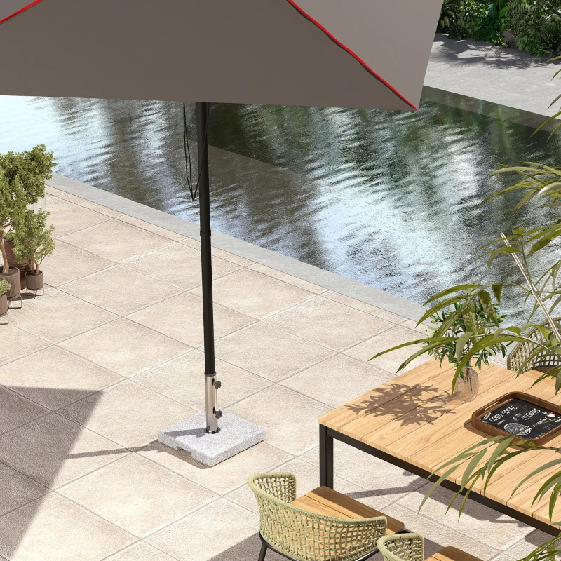 Outsunny 46 lbs Granite Square Patio Umbrella Base, Outdoor Umbrella Stand with Handles 2 Adjustable Knobs, Heavy Duty Patio Umbrella Stand for Garden Deck Poolside, Grey