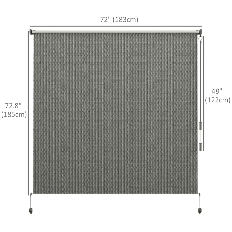 Outsunny 6' x 6' Patio Door Blinds, Outdoor Roller Shades, Cordless Roll Up Shade for Porch Gazebo, Dark Grey