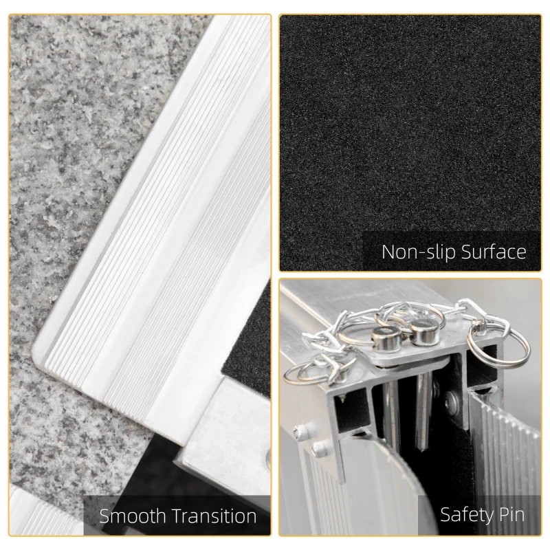 HOMCOM Foldable Portable Wheelchair Ramp Easy Access Carrier Ramp (5ft)