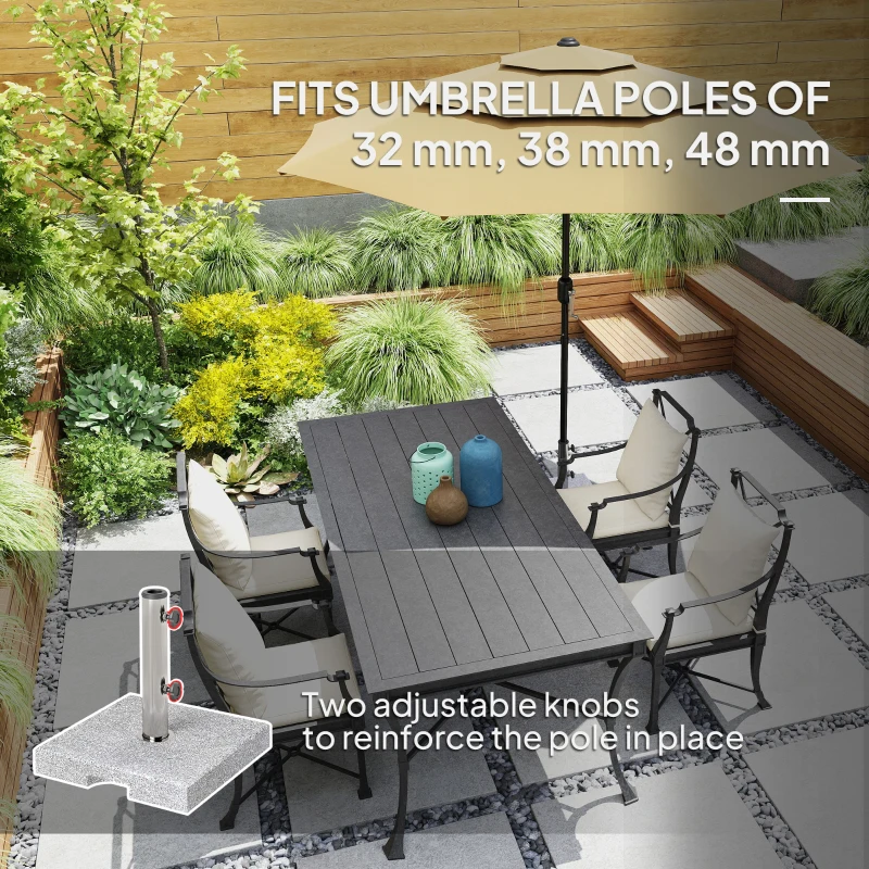 Outsunny 46 lbs Granite Square Patio Umbrella Base, Outdoor Umbrella Stand with Handles 2 Adjustable Knobs, Heavy Duty Patio Umbrella Stand for Garden Deck Poolside, Grey