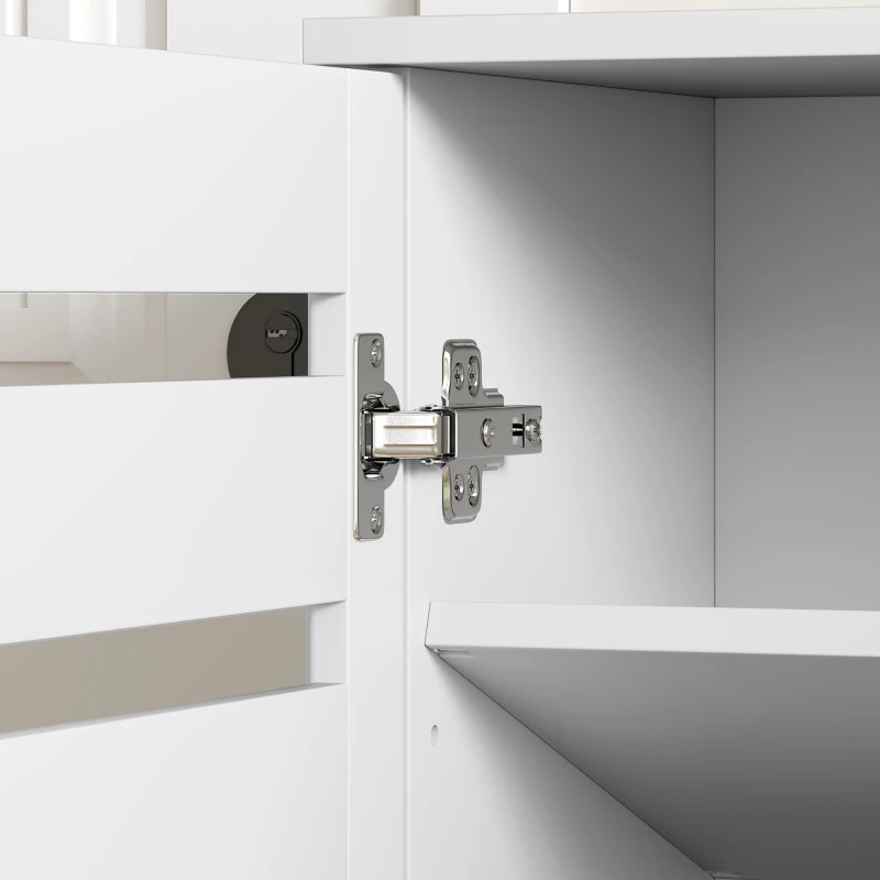 HOMCOM Narrow Shoe Cabinet with Slatted Doors, Adjustable Shelves for 20 Pairs of Shoes, Shoe Cabinet for Entryway, White