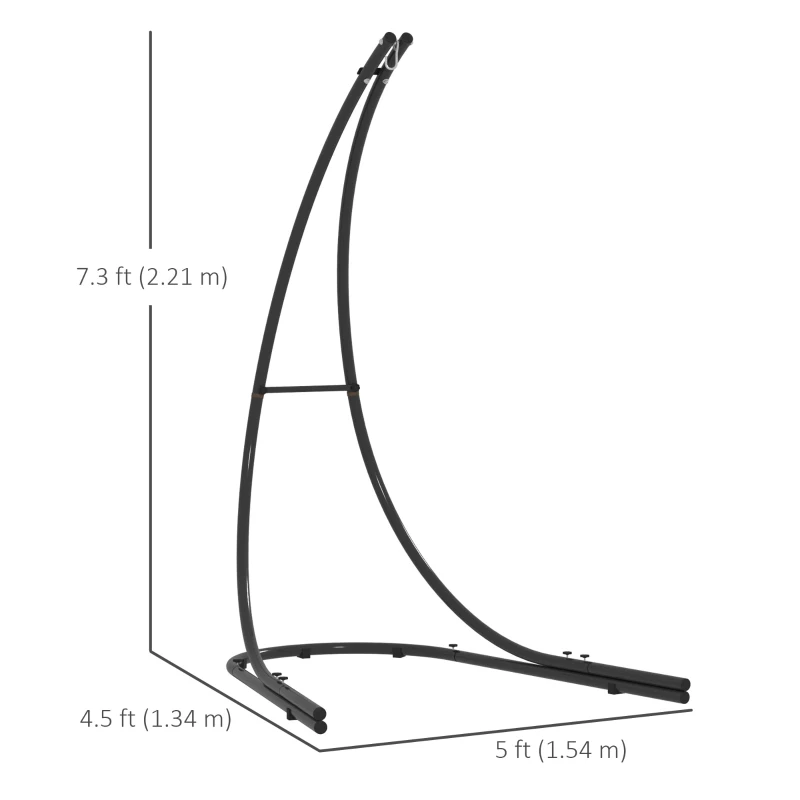 Outsunny Hammock Chair Stand, Heavy Duty Steel Hanging Chair Stand for Swing Chair, Egg Chair Stand with Extra Large Base, Black