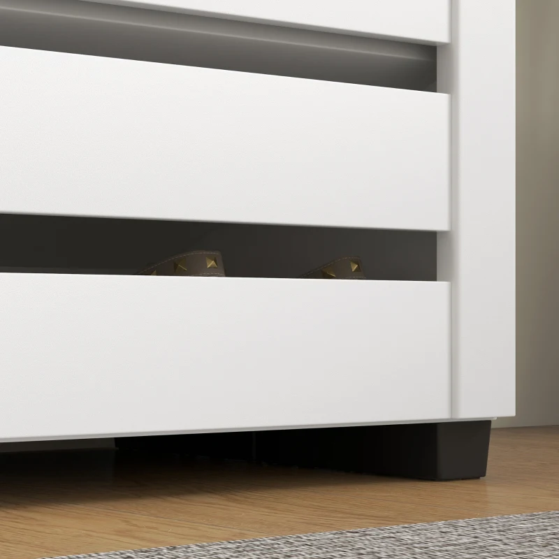 HOMCOM Shoe Storage Cabinet, Shoe Cabinet with 2 Slatted Doors for 15 Pairs of Shoes, White