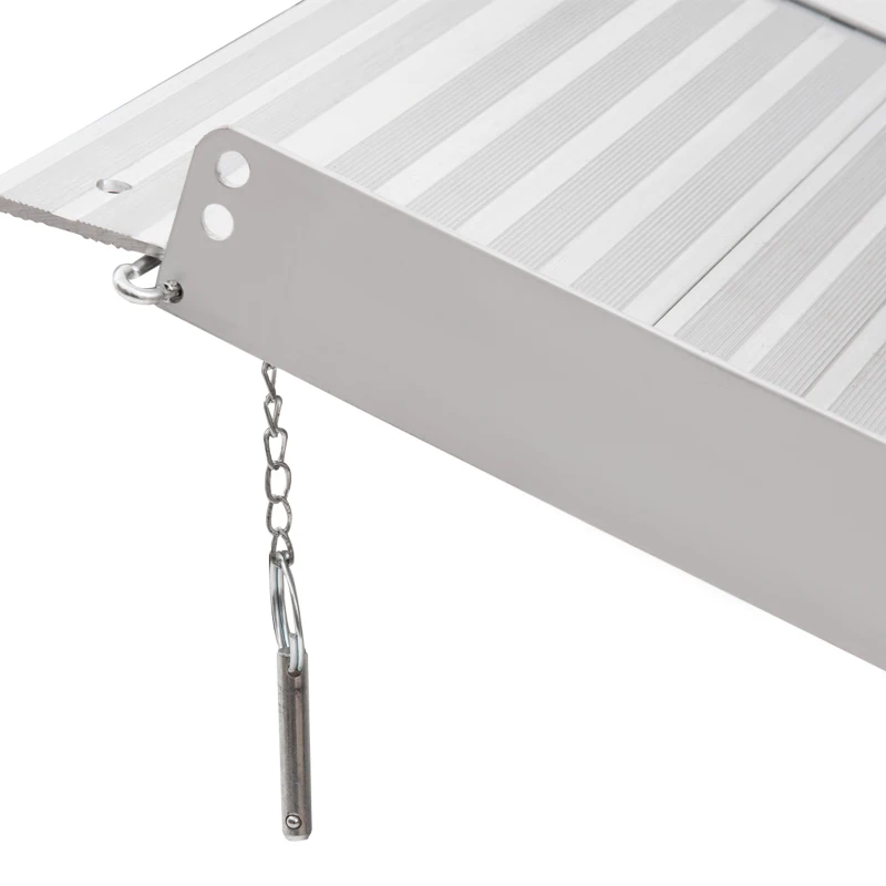 HOMCOM 4ft Textured Aluminum Folding Wheelchair Ramp, Portable Threshold Ramp, for Scooter Steps Home Stairs Doorways