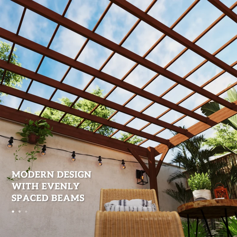 Outsunny 12' x 20' Outdoor Wooden Pergola, Grape Vine Gazebo with Concrete Anchors for Garden, Patio, Backyard, Deck, Brown(m-5)