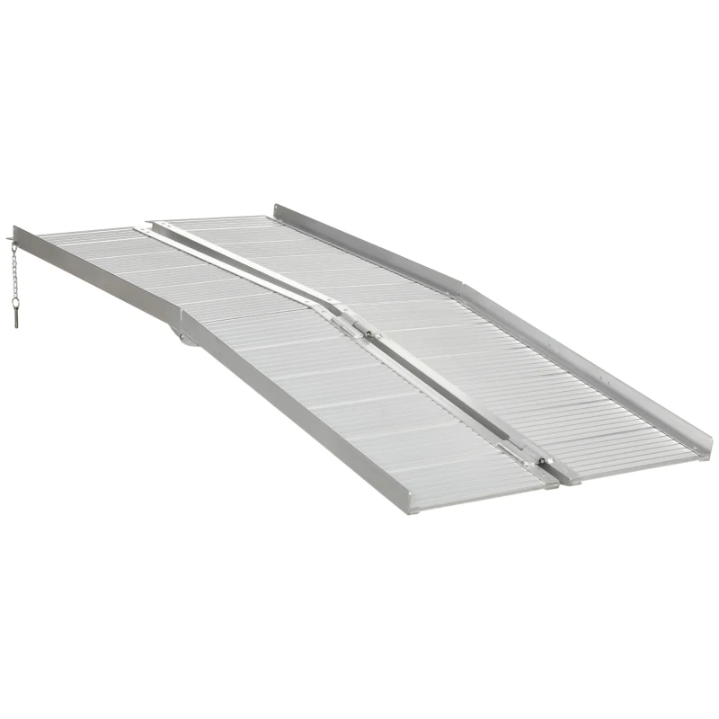 HOMCOM Textured Aluminum Folding Wheelchair Ramp, Portable Threshold Ramp 6', for Scooter Steps Home Stairs Doorways