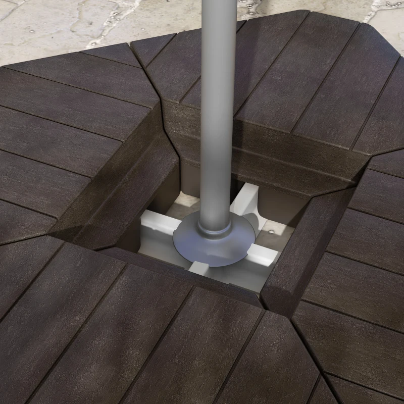 Outsunny Offset Umbrella Base Outdoor Umbrella Weights, 132 lb. Capacity Water or 176 lb. Capacity Sand, Brown