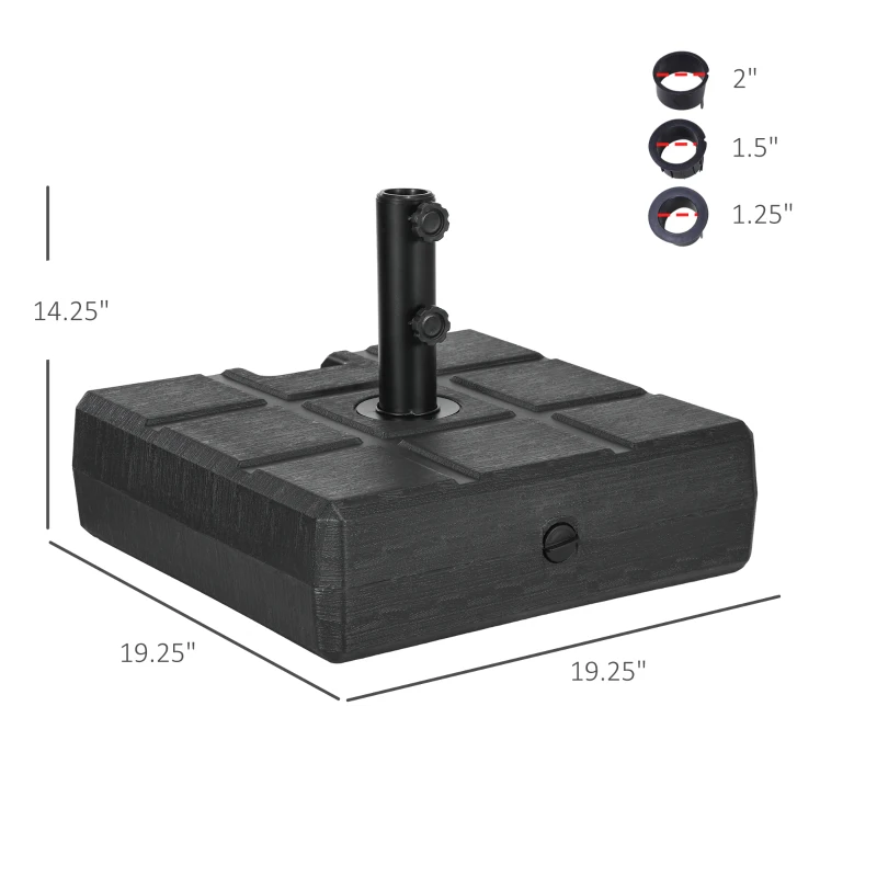 Outsunny Umbrella Stand for 1.3", 1.5", or 1.9" Umbrella Poles, Fillable Umbrella Base, Black