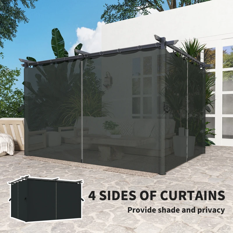 Outsunny 10' x 13' Pergola with Retractable Canopy and Curtains, UPF30+ Sun Shade Shelter for Grill, Garden, Backyard, Deck
