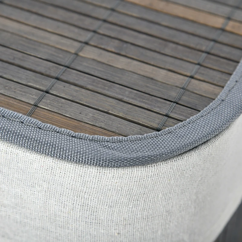 HOMCOM Bamboo Laundry Basket with Lid and String Handles, Collapsible Laundry Hamper with 2 Removable Bags, Gray