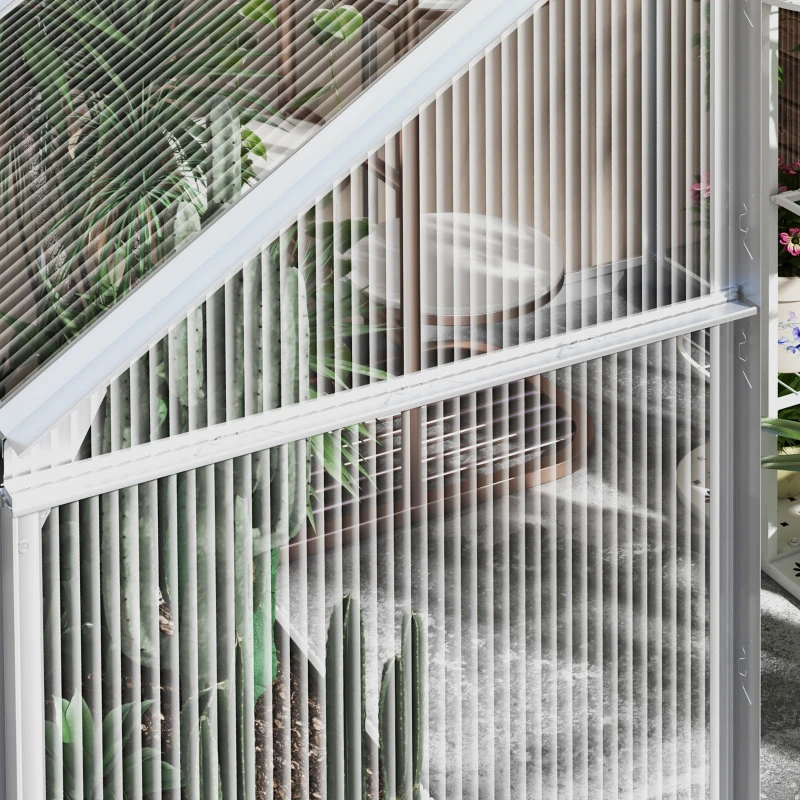 Outsunny 6' x 6' Walk-In Greenhouse, Polycarbonate Greenhouse with Sliding Door, Window, Aluminium Frame, Foundation, Silver