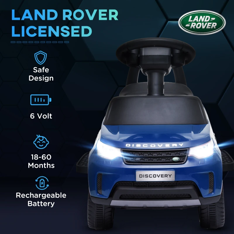 Qaba 2 in 1 6V Land Rover Licensed Electric Car for Kids, Sliding Car with Music Horn Headlights, for 18-60 Months Blue