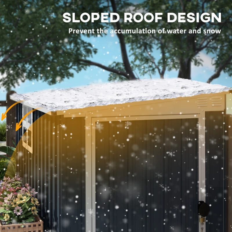 Outsunny 4' x 6' Outdoor Storage Shed, Metal Garden Shed with Window, 2 Vents and Lockable Door for Backyard, Garden, Patio