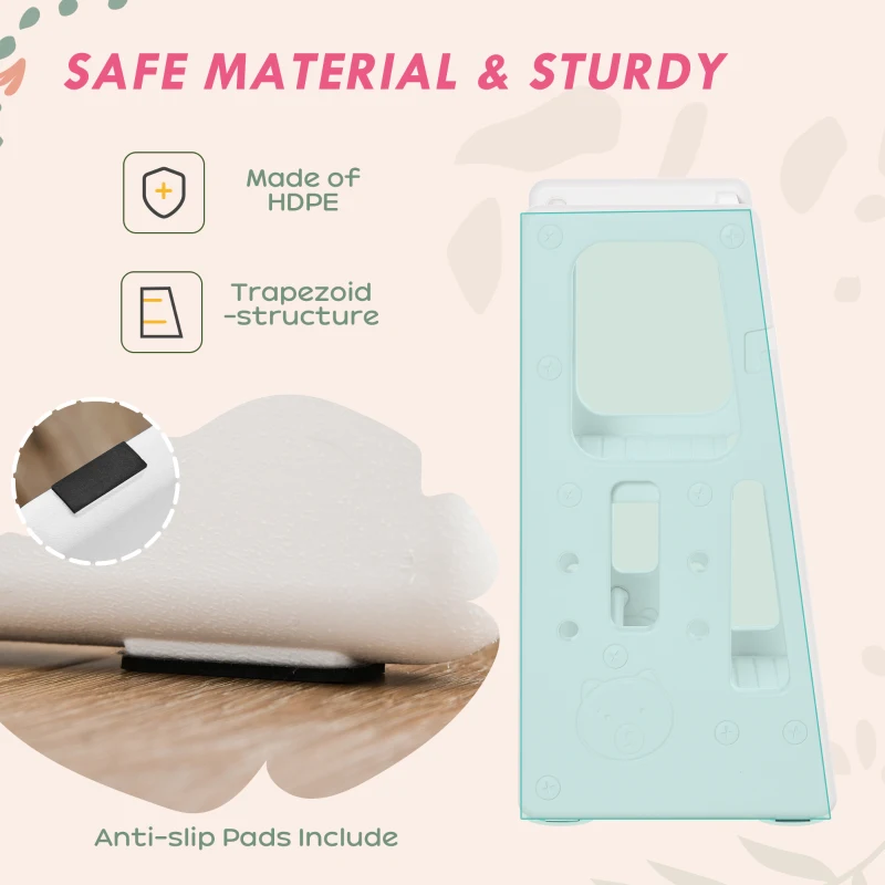 Qaba Toddler Kitchen Helper 2 Step Stool with Adjustable Height Platform and Safety Rail, White