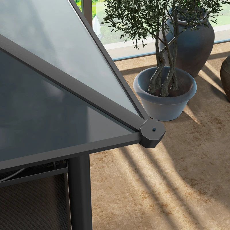 Outsunny 13' x 10' Polycarbonate Hardtop Gazebo Canopy, Outdoor Patio Gazebo with Aluminum Frame & Curtains, Dark Grey