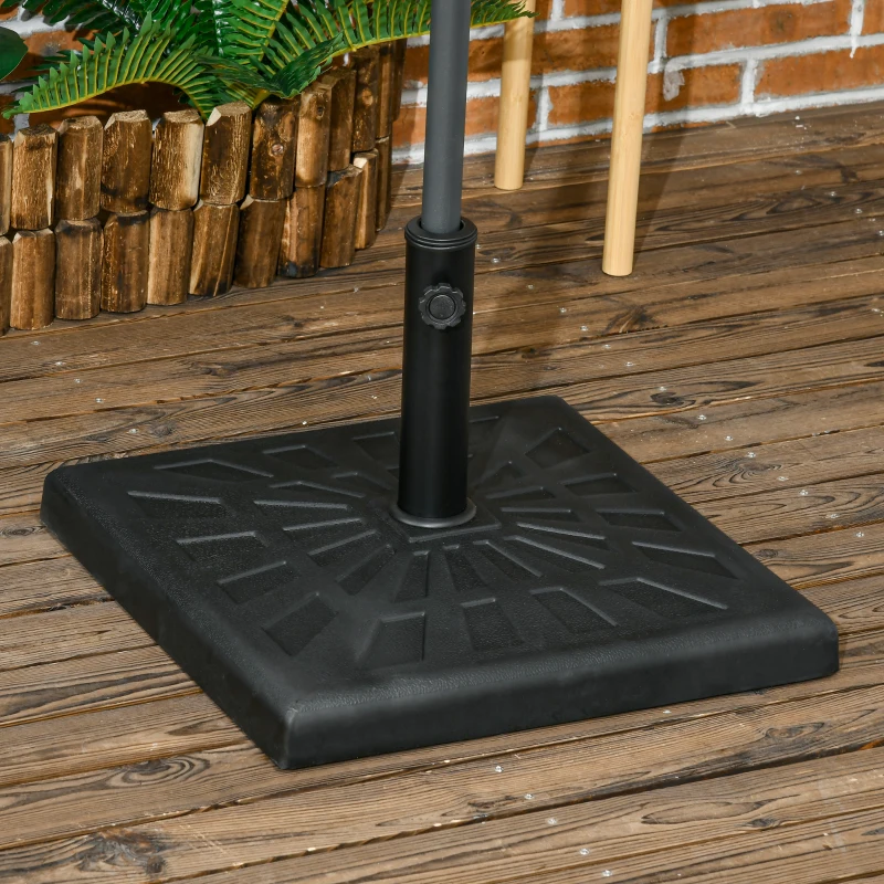 Outsunny 42lbs Resin Patio Umbrella Base, 20" Square Outdoor Umbrella Stand Holder for Parasol Poles 1.26", 1.5", and 1.9" Dia, Black