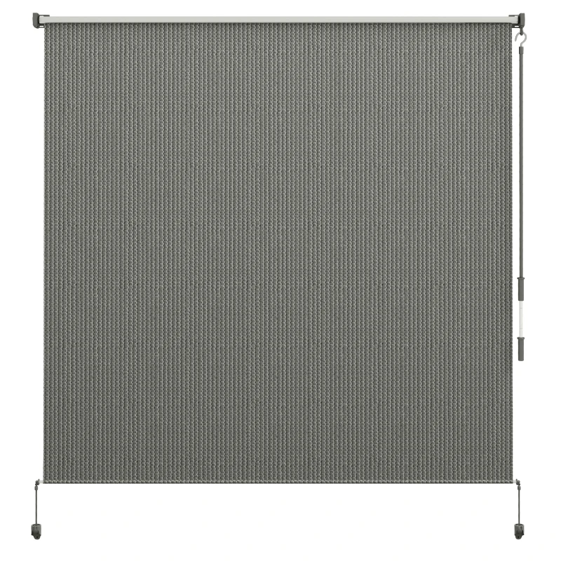 Outsunny 6' x 6' Patio Door Blinds, Outdoor Roller Shades, Cordless Roll Up Shade for Porch Gazebo, Dark Grey