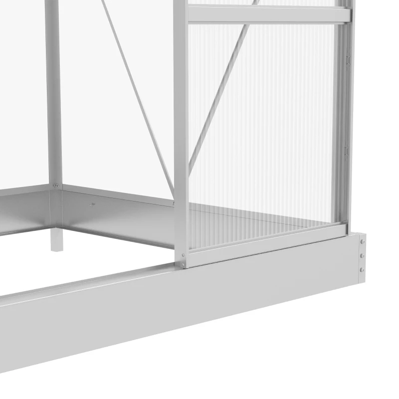 Outsunny 6' x 4' Walk-In Greenhouse, Polycarbonate Greenhouse with Sliding Door, Window, Aluminium Frame, Foundation, Silver