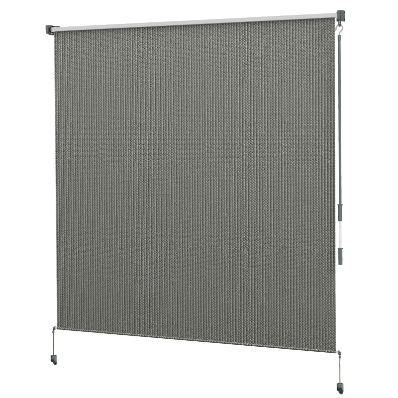 Outsunny 6' x 6' Patio Door Blinds, Outdoor Roller Shades, Cordless Roll Up Shade for Porch Gazebo, Dark Grey
