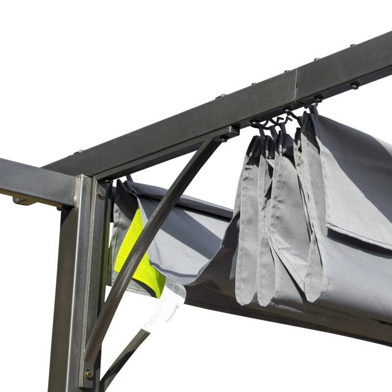 Outsunny 10' x 10' Outdoor Retractable Pergola Canopy, Metal Patio Shade Shelter for Backyard, Porch Party, Garden, Grill Gazebo, Gray