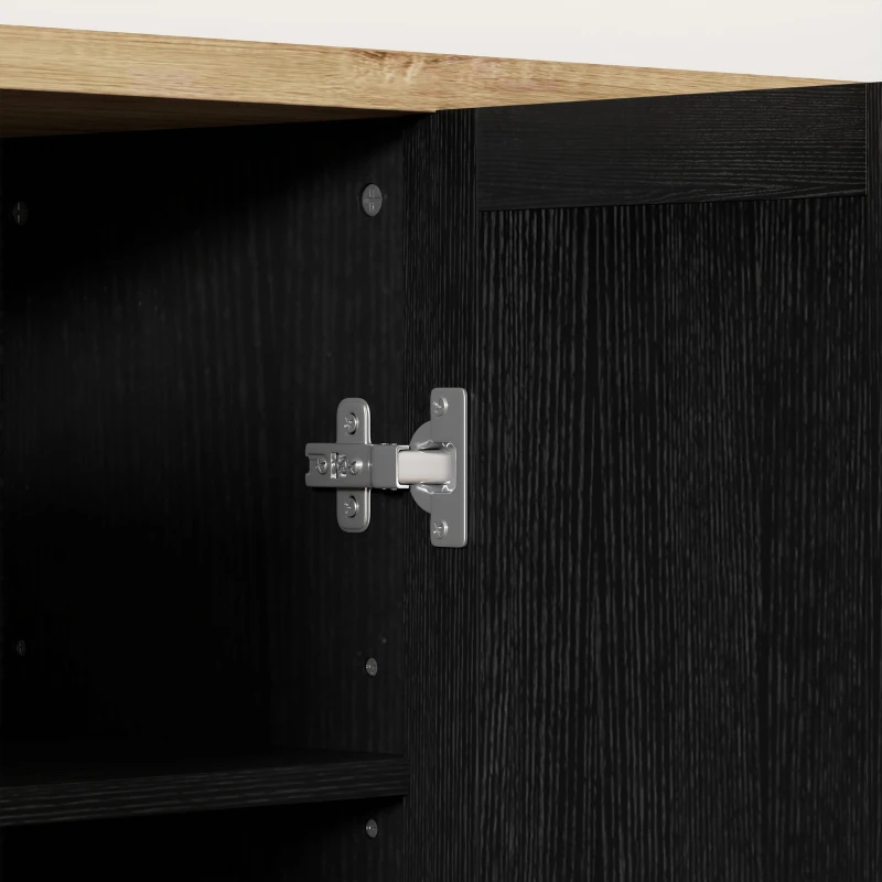 HOMCOM Modern Sideboard Buffet Cabinet, Modern Kitchen Storage Cabinet with 4 Doors Adjustable Shelves, for Dining Room, Black