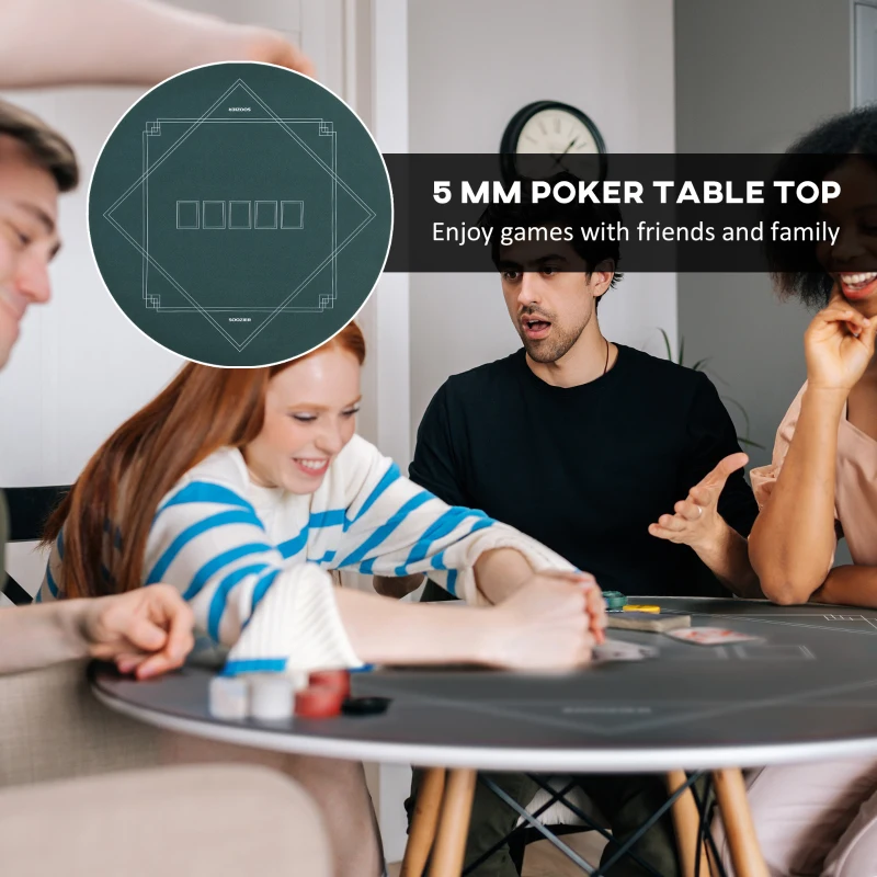 Soozier Poker Mat Texas Hold'em Poker Table Top with Non-Slip Bottom Dark Green