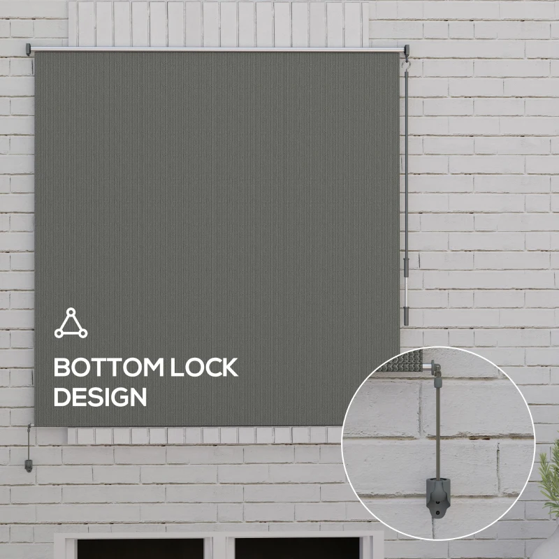 Outsunny 6' x 6' Patio Door Blinds, Outdoor Roller Shades, Cordless Roll Up Shade for Porch Gazebo, Dark Grey