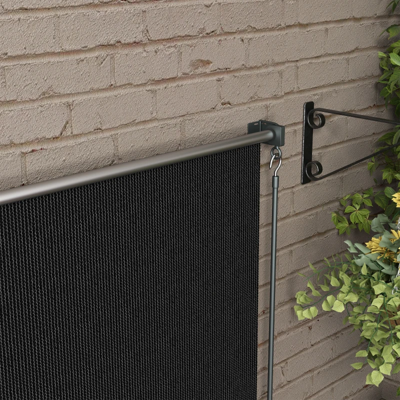 Outsunny 8' x 6' Patio Door Blinds, Outdoor Roller Shades, Cordless Roll Up Shade for Porch Gazebo, Black