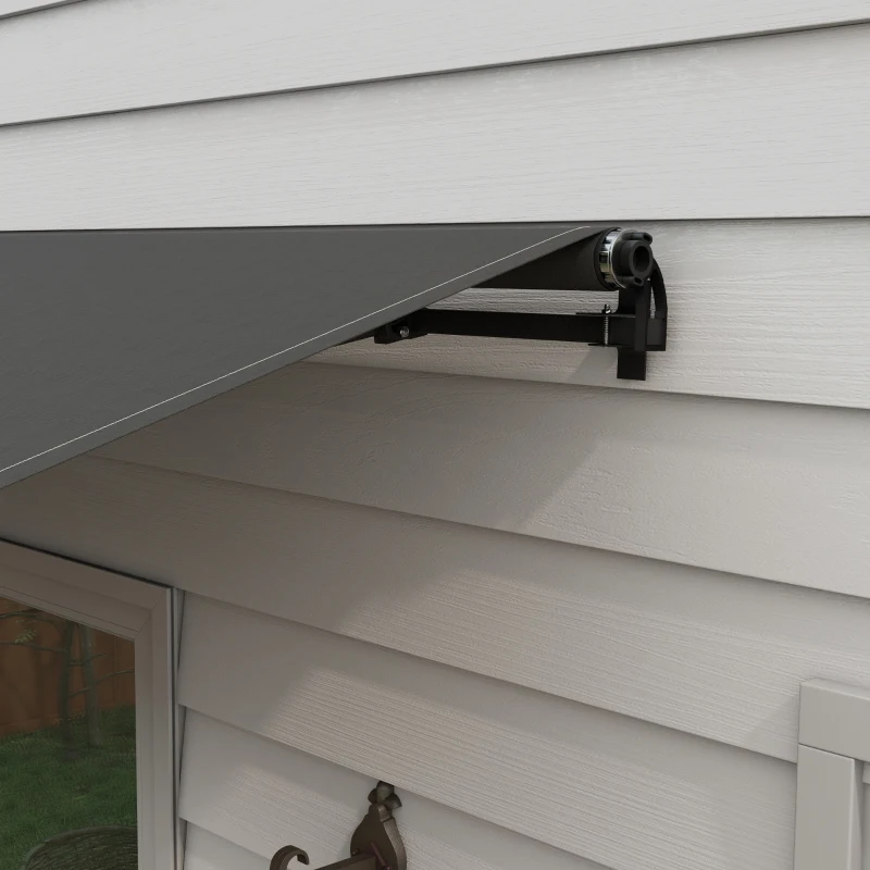 Outsunny 12' x 10' Retractable Awning, 280gsm UV Resistant Sunshade Shelter, for Deck, Balcony, Yard, Black