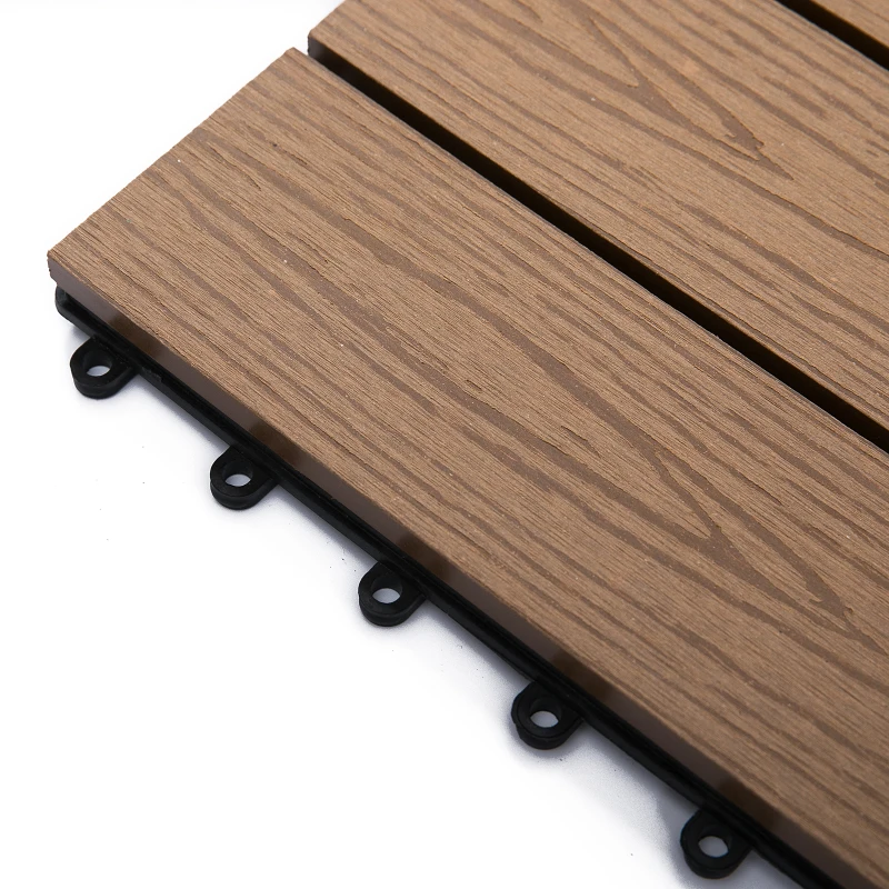 Outsunny Interlocking Deck Tiles, Pack of 11 Outdoor Flooring Patio Tiles, 12" x 12", All Weather for Porch, Balcony, Backyard for a New Classic Look, Teak