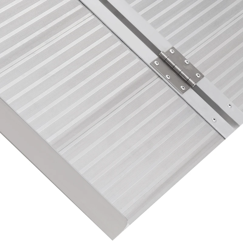 HOMCOM 4ft Textured Aluminum Folding Wheelchair Ramp, Portable Threshold Ramp, for Scooter Steps Home Stairs Doorways