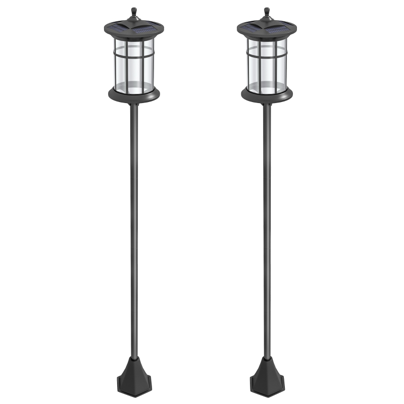 Outsunny 72" Solar Post Light, Cool White LED Outdoor Lamp, Waterproof IP44 for Patio, Garden, Backyard, Pathway, 2 Pack