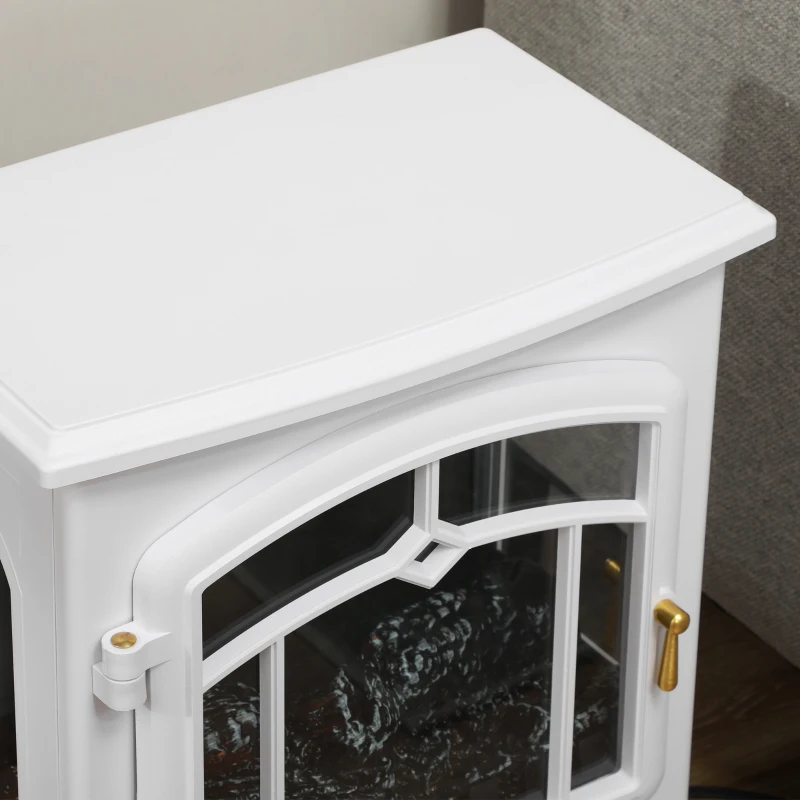 HOMCOM 22" Electric Fireplace Stove, 1500W Freestanding Fireplace Heater with Adjustable Temperature, White