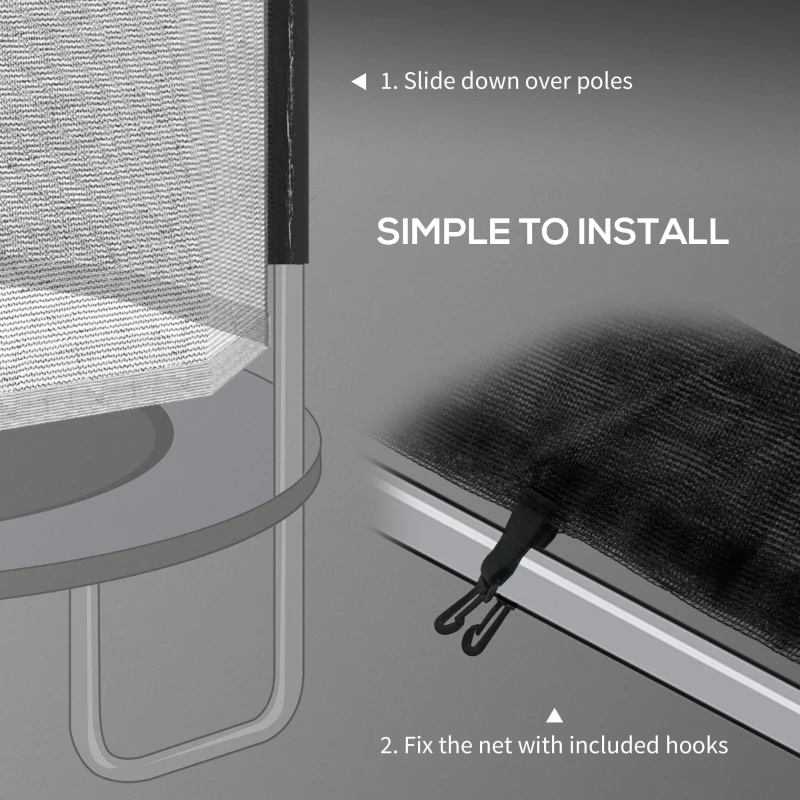 Soozier Trampoline Net Enclosure for 14ft Round Trampoline with 8 Straight Poles Poles Not Included, Weather Resistant Trampoline Netting Replacement with Zippered Entrance, Black