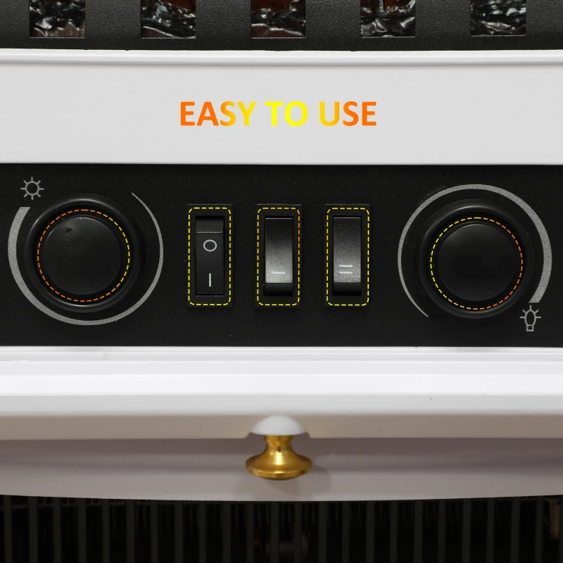 HOMCOM 22" Electric Fireplace Stove, 1500W Freestanding Fireplace Heater with Adjustable Temperature, White