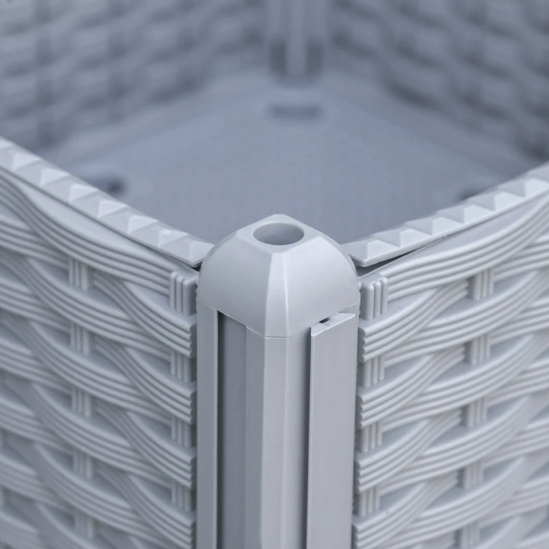 Outsunny 2 Piece Raised Garden Bed PP Raised Flower Bed Vegetable Herb Grow Box Stand Light Grey