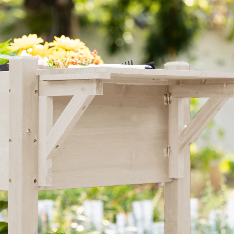 Outsunny Raised Garden Bed Planter Box w/ 8 Grow Grids, Storage Shelf & Lockable Wheels