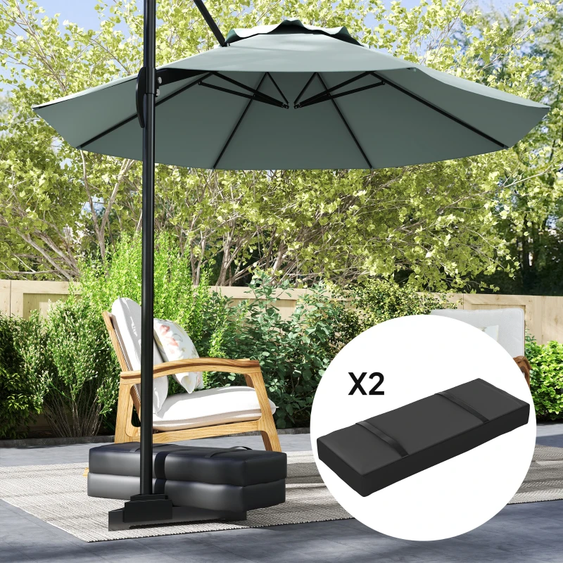 Outsunny 2PCS Patio Umbrella Base Weight Bag, Umbrella Stand Weights with Handles, 33 lbs with Sand Filling, Patio Umbrella Weights for Offset/Cantilever Umbrella Stand Base, Black