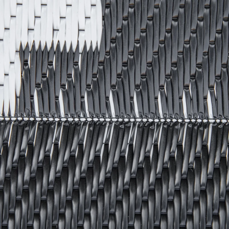 Outsunny Reversible Outdoor RV Rug, Patio Floor Mat, 6' x 9' Plastic Straw Rug for Backyard, Deck, Beach, Camping, Black & White