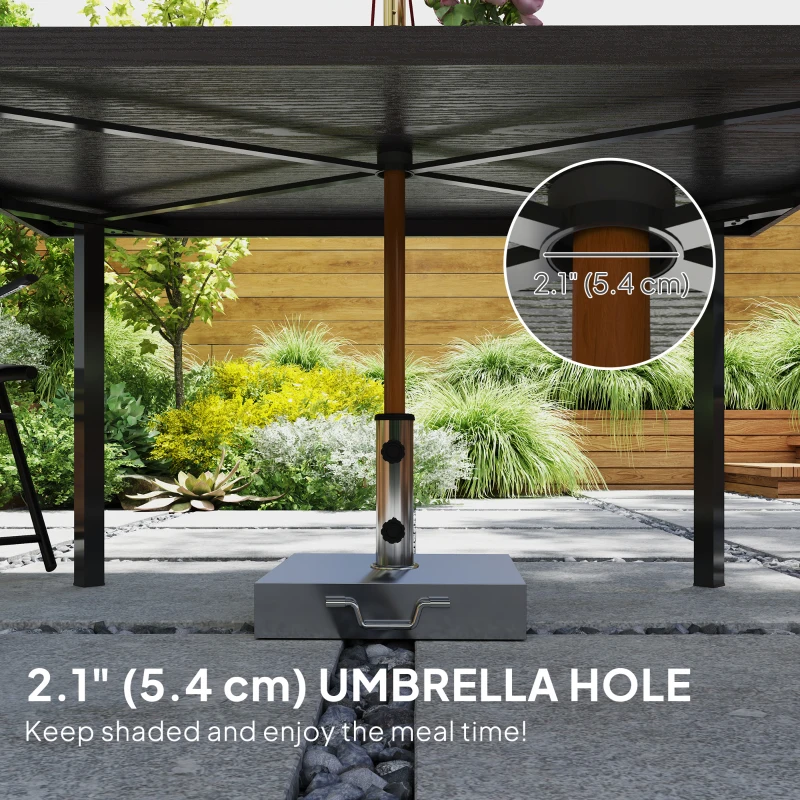 Outsunny Outdoor Patio Dining Table with 2.1" Umbrella Hole, Steel Outdoor Patio Table for 6, Dark Brown