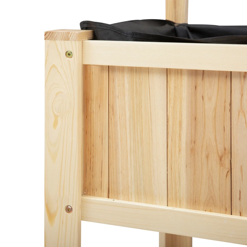 Outsunny 47'' Wooden Raised Garden Bed with Trellis, Coutryside Style Elevated Planter Box Stand with Open Storage Shelf, Spacious Planting Area for Vegetables, Herbs, Flowers