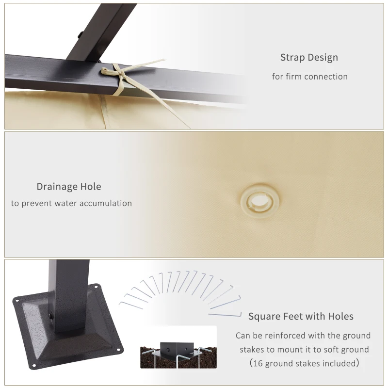 Outsunny 10' x 10' Outdoor Retractable Pergola Canopy, Metal Patio Shade Shelter for Backyard, Porch Party, Garden, Grill Gazebo, Beige