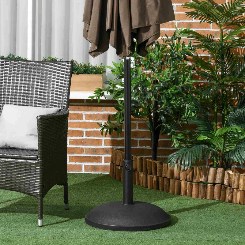 Outsunny 20" 55 lbs Round Cement Umbrella Base Stand Market Parasol Holder with Tightening Knob & Easy Setup, for Φ1.3", Φ1.5", Φ1.9" Pole, for Lawn, Deck, Backyard, Garden, Black