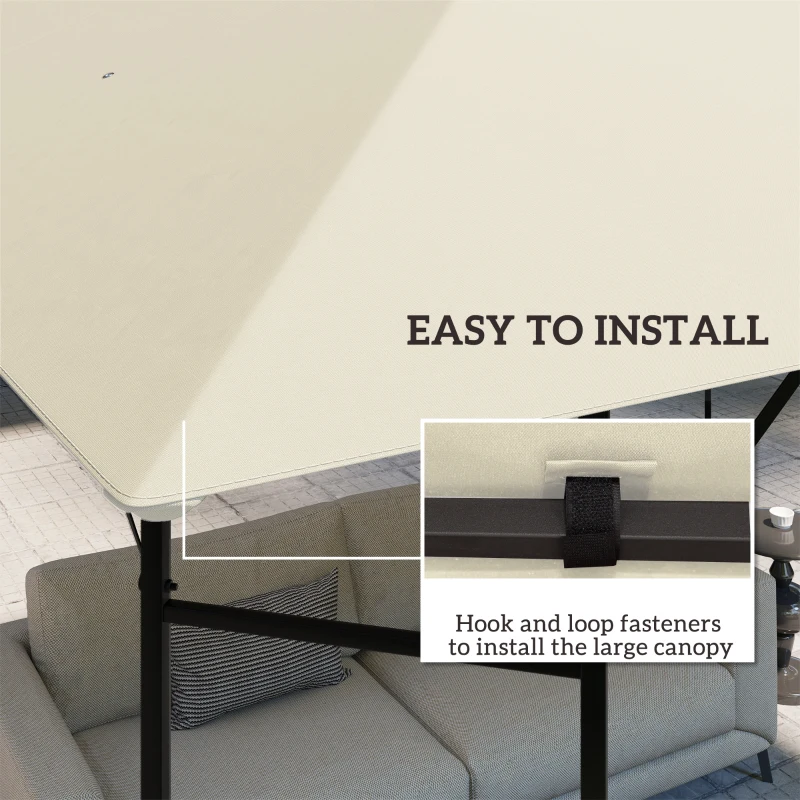Outsunny 10' x 10' Gazebo Canopy Replacement Cover, Garden Gazebo Roof Replacement, UPF30+, TOP COVER ONLY, Cream White