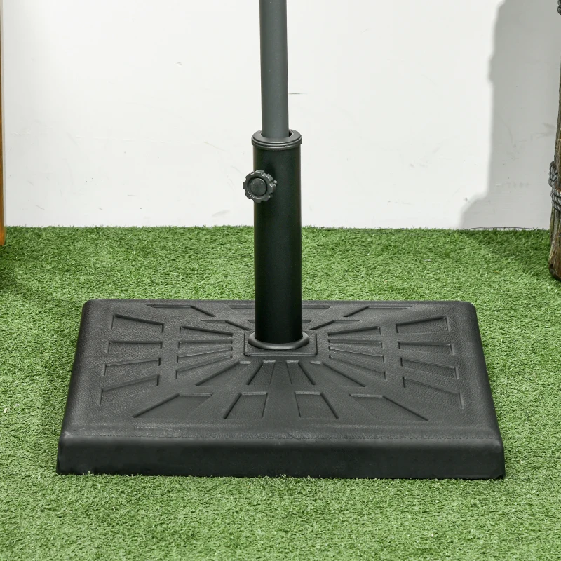 Outsunny 42lbs Resin Patio Umbrella Base, 20" Square Outdoor Umbrella Stand Holder for Parasol Poles 1.26", 1.5", and 1.9" Dia, Black