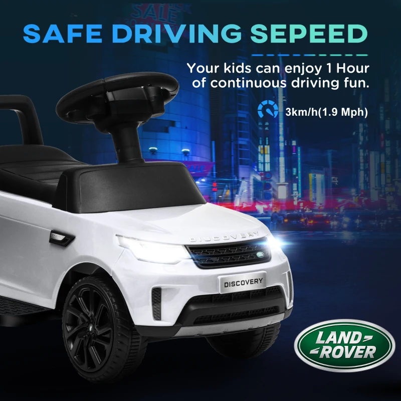 Qaba 2 in 1 6V Land Rover Licensed Electric Car for Kids, Sliding Car with Music Horn Headlights, for 18-60 Months White
