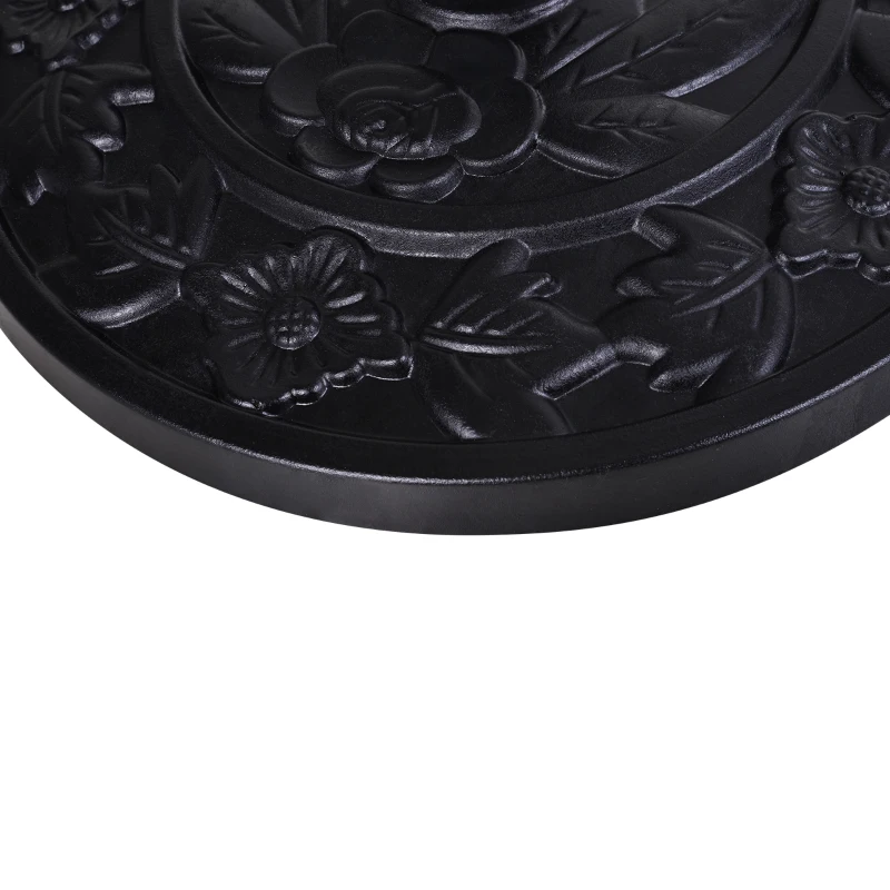Outsunny 20lbs Half Round Patio Umbrella Base Outdoor Decorative Resin Parasol Stand Holder for Φ1.5", Φ1.9" Pole, for Lawn, Deck, Backyard, Garden, Black