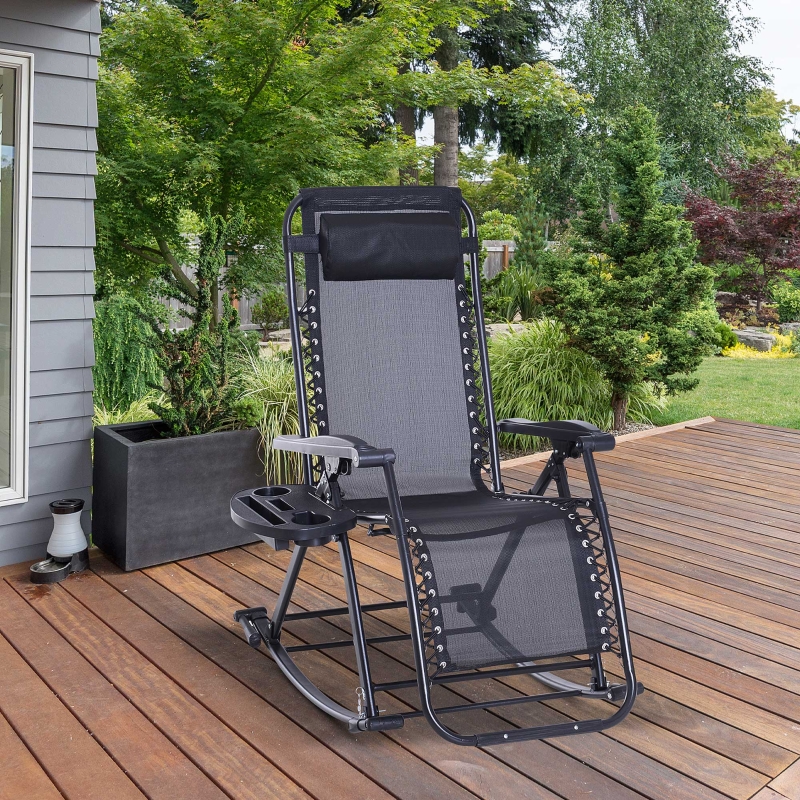 black reclining patio chair