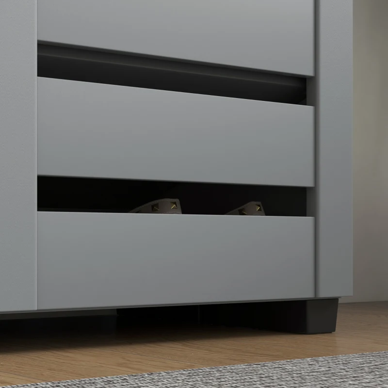 HOMCOM Shoe Storage Cabinet, Shoe Cabinet with 2 Slatted Doors for 15 Pairs of Shoes, Dark Grey